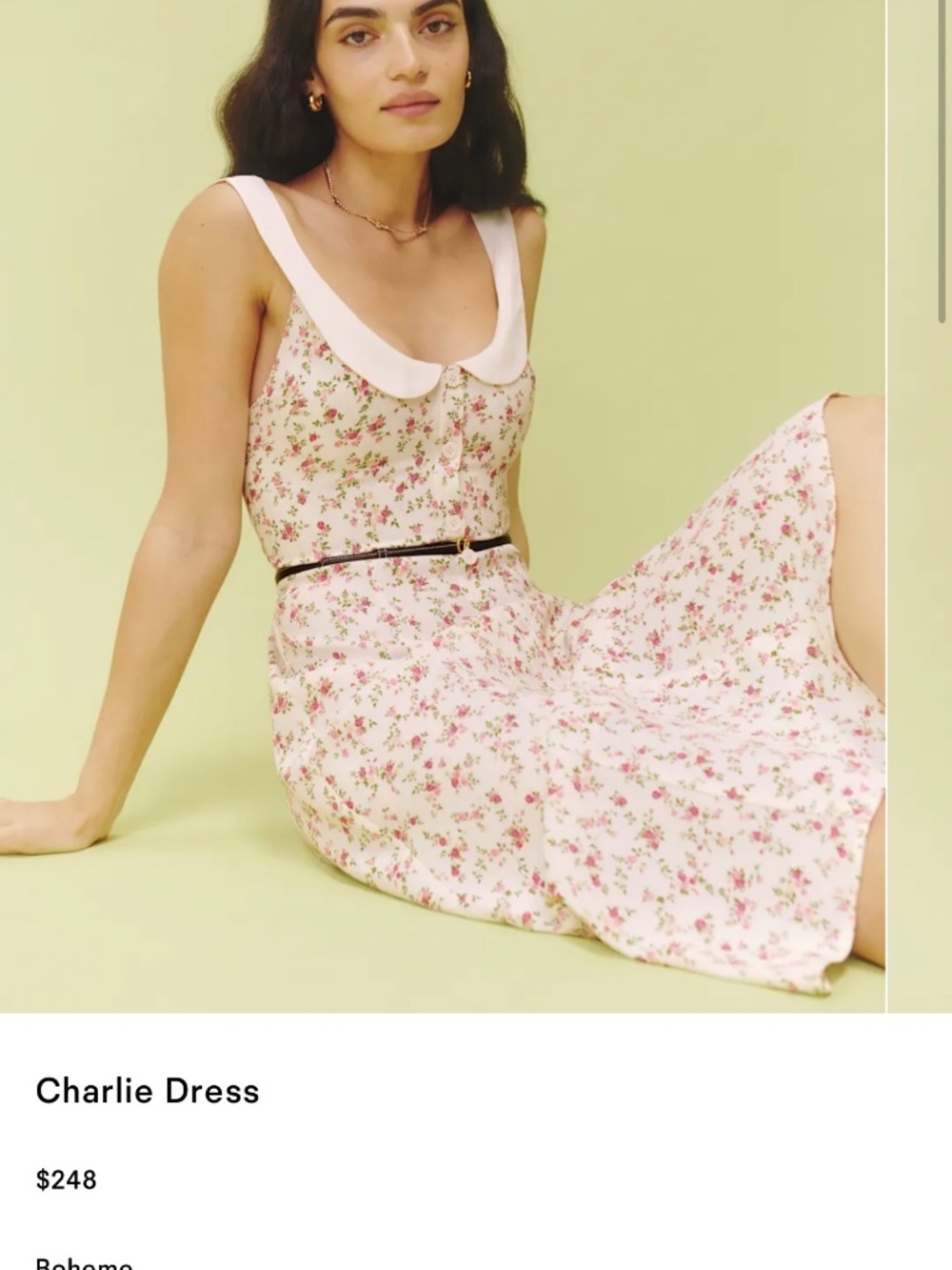 Reformation Charlie Dress Boheme - Size 8